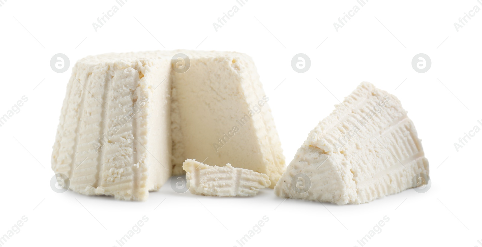 Photo of Tasty ricotta (cream cheese) isolated on white