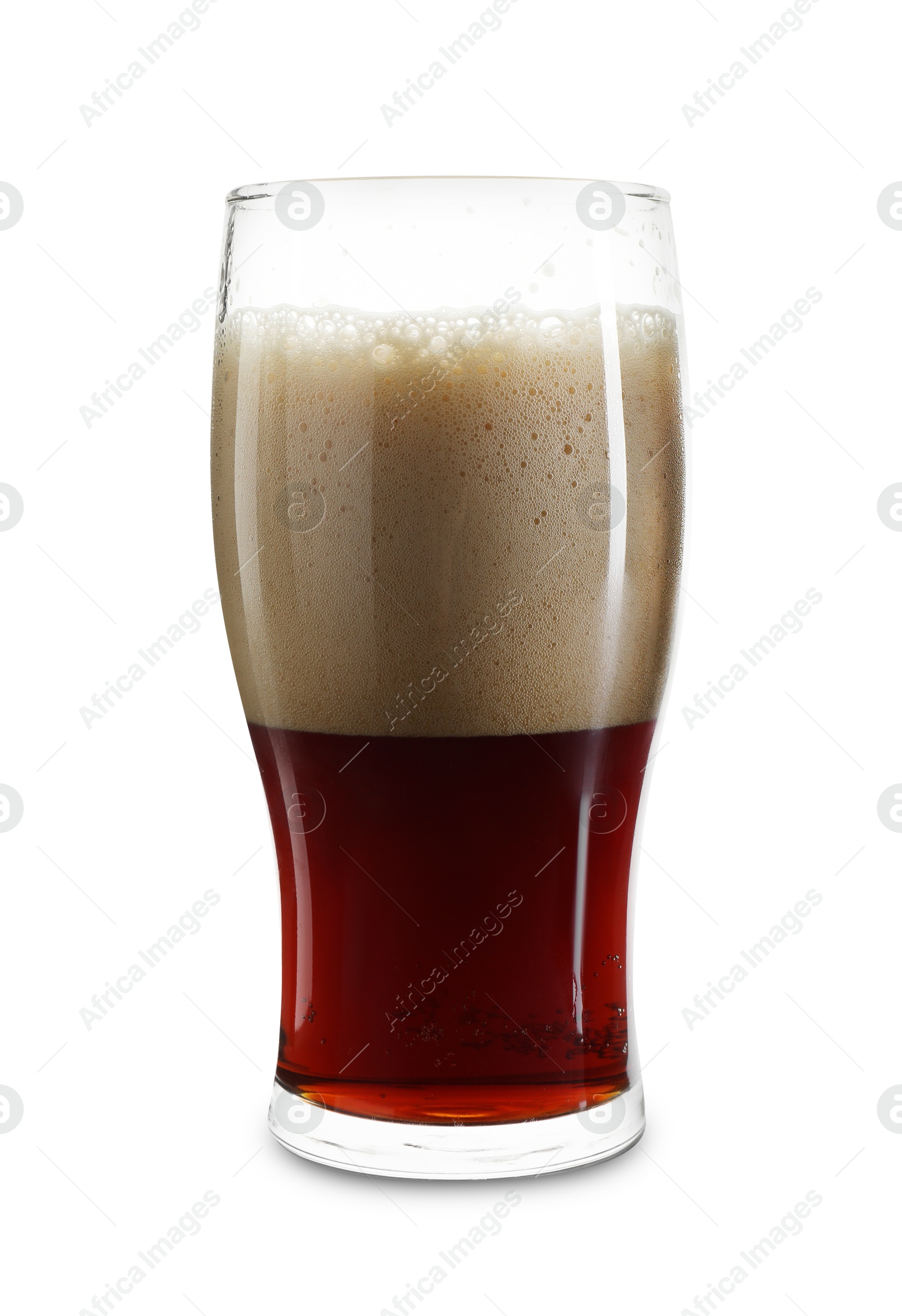 Photo of Glass of dark beer isolated on white