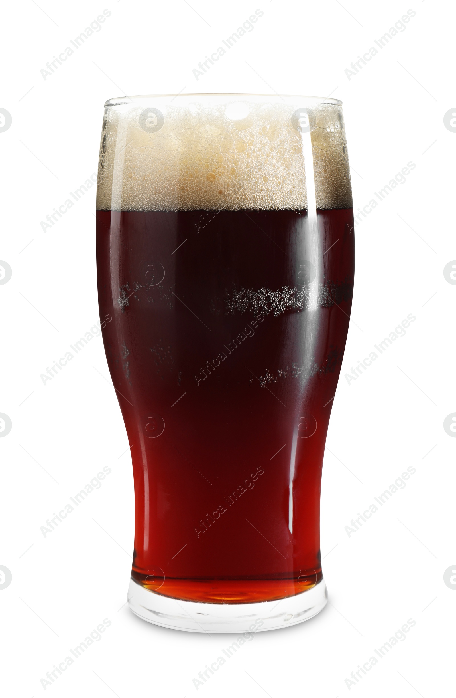 Photo of Glass of dark beer isolated on white