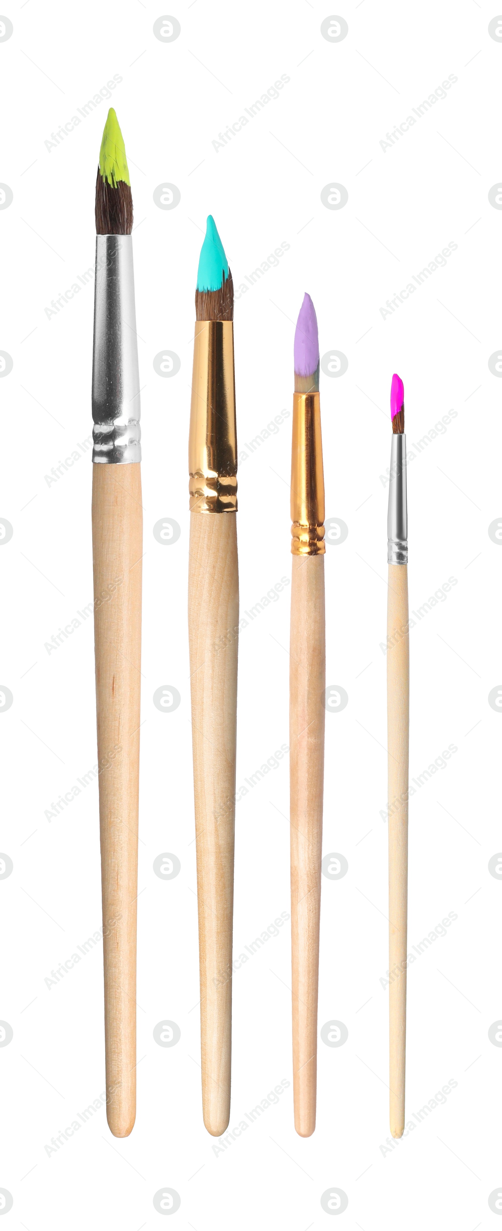 Image of Four different paint brushes isolated on white