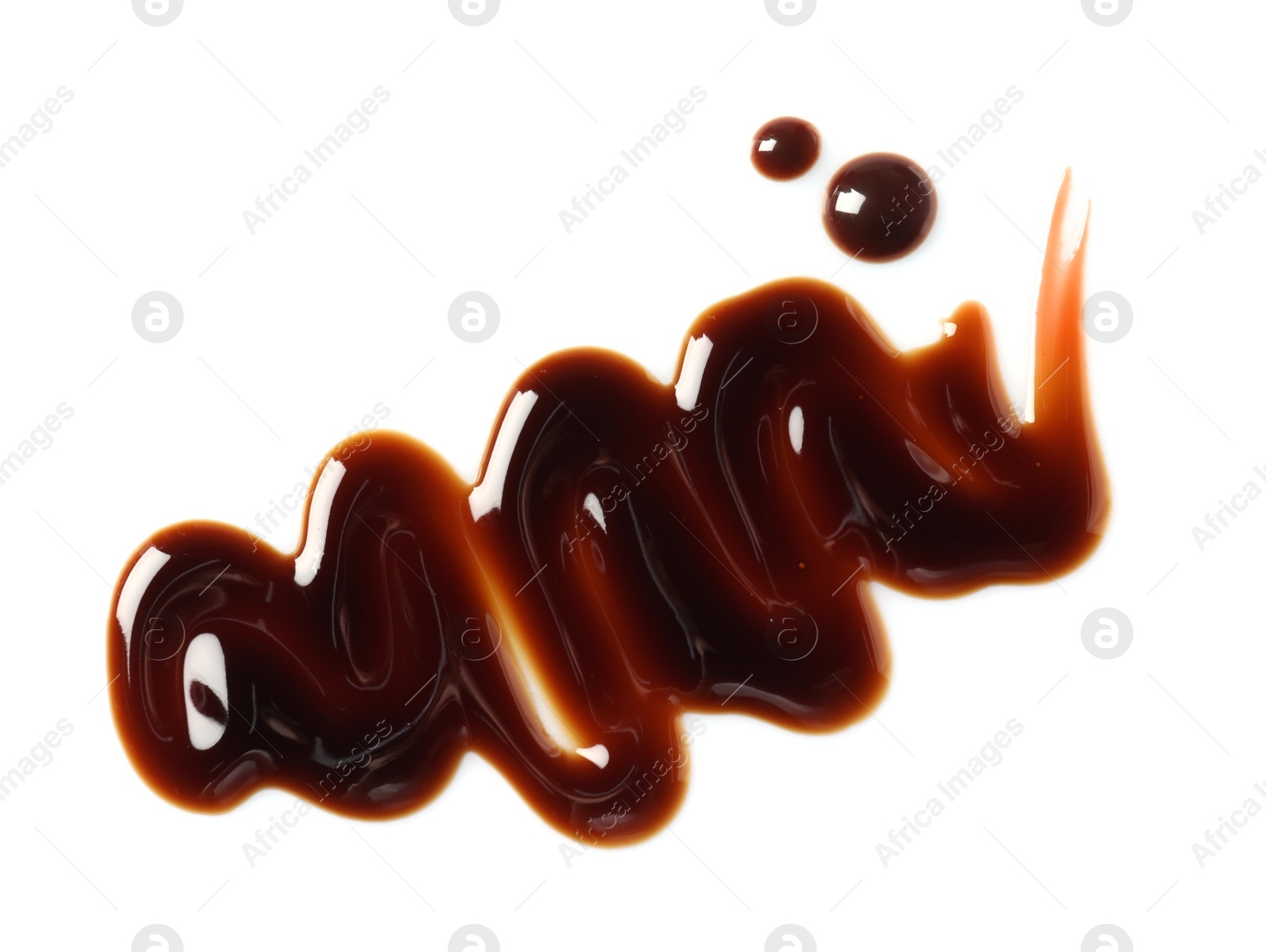 Photo of Sample of delicious balsamic vinegar isolated on white, top view