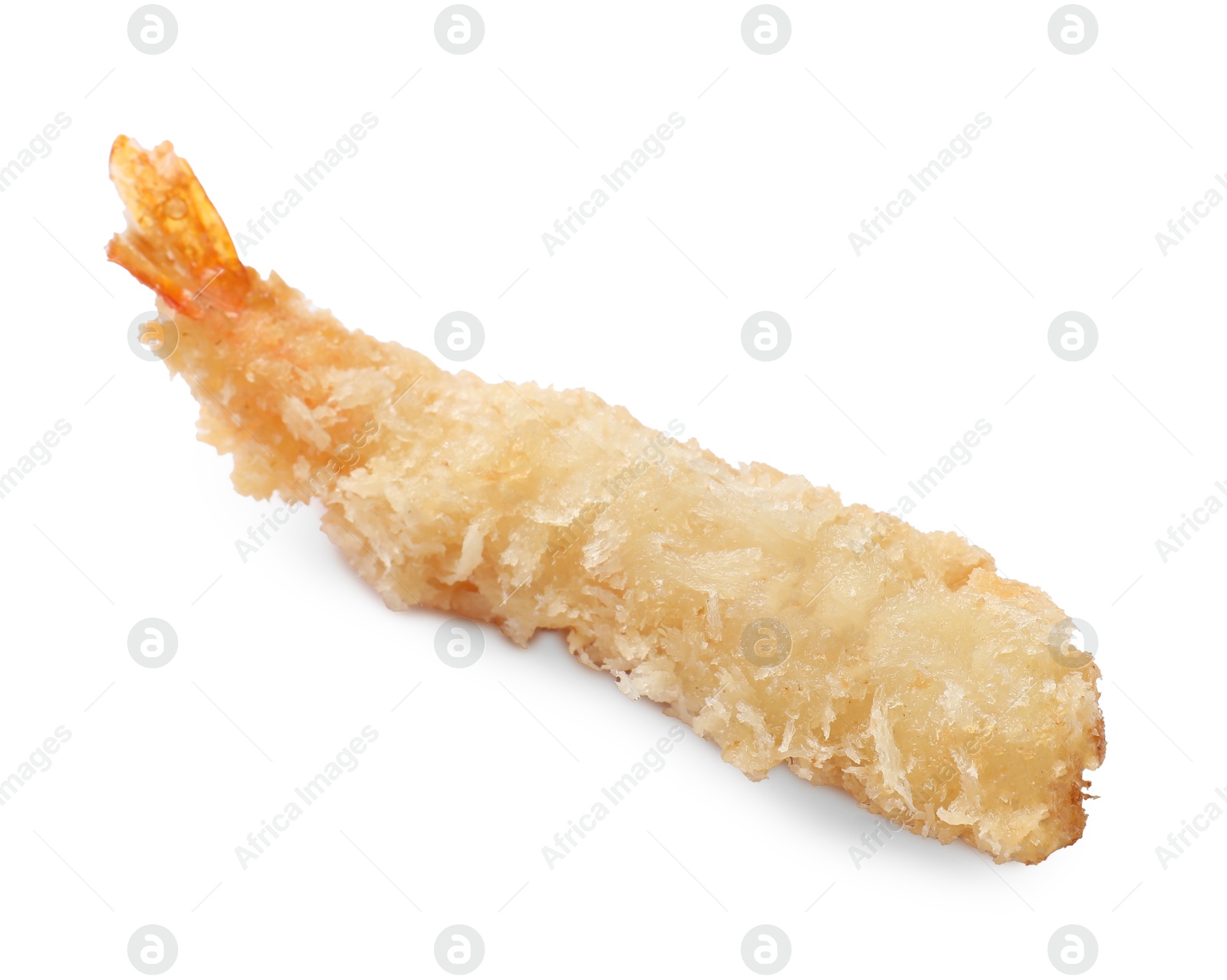 Photo of One tasty fried shrimp isolated on white