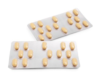 Antibiotic pills in blisters isolated on white