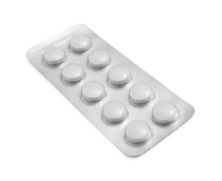 Antibiotic pills in blister isolated on white