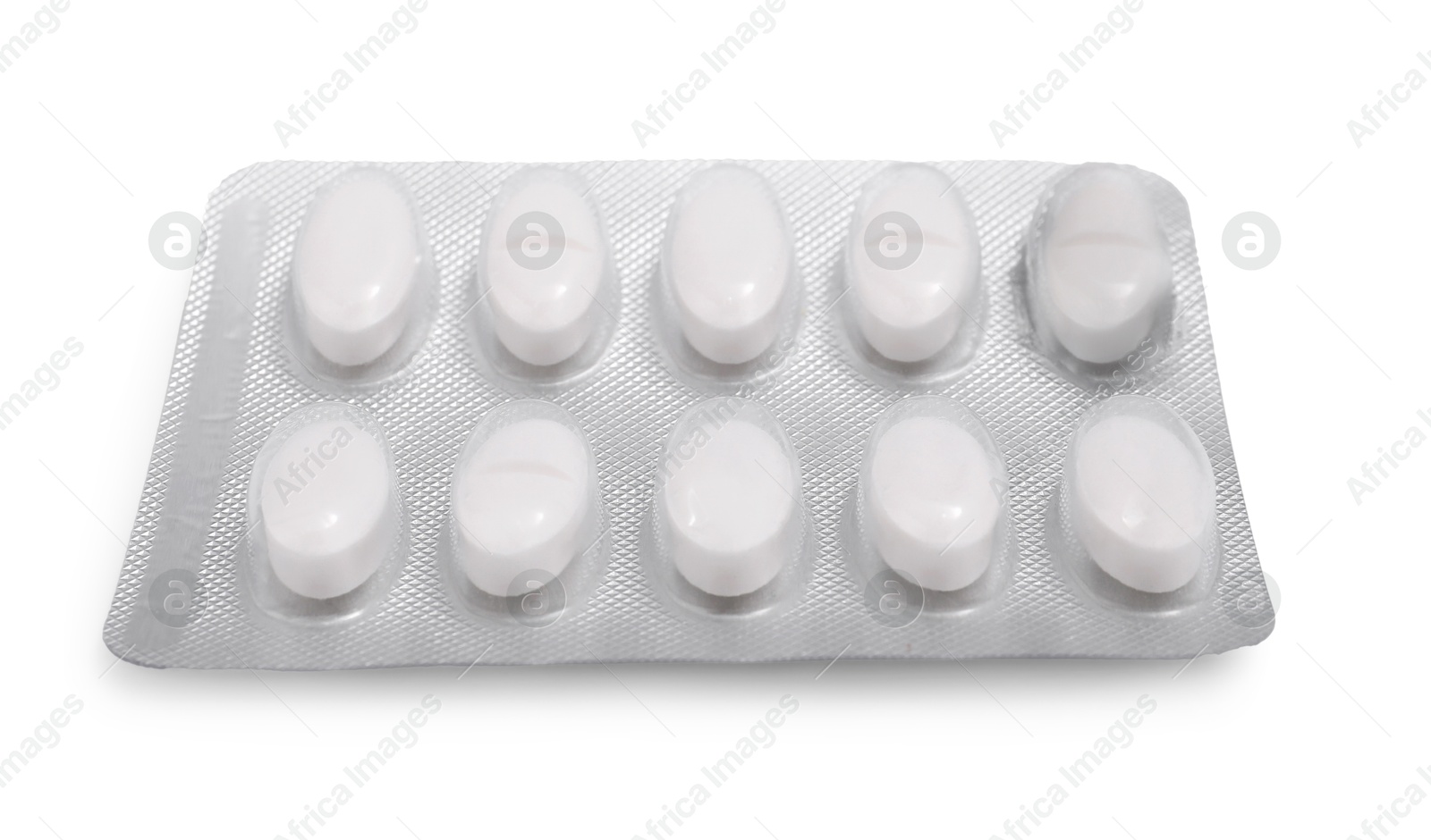 Photo of Antibiotic pills in blister isolated on white