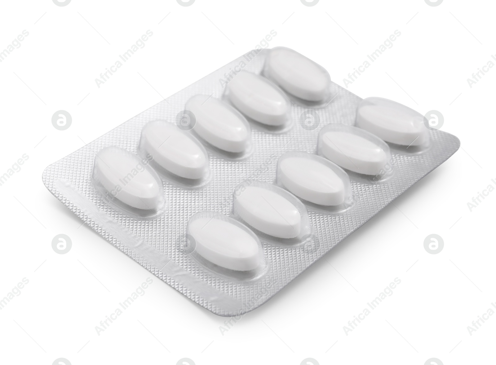 Photo of Antibiotic pills in blister isolated on white