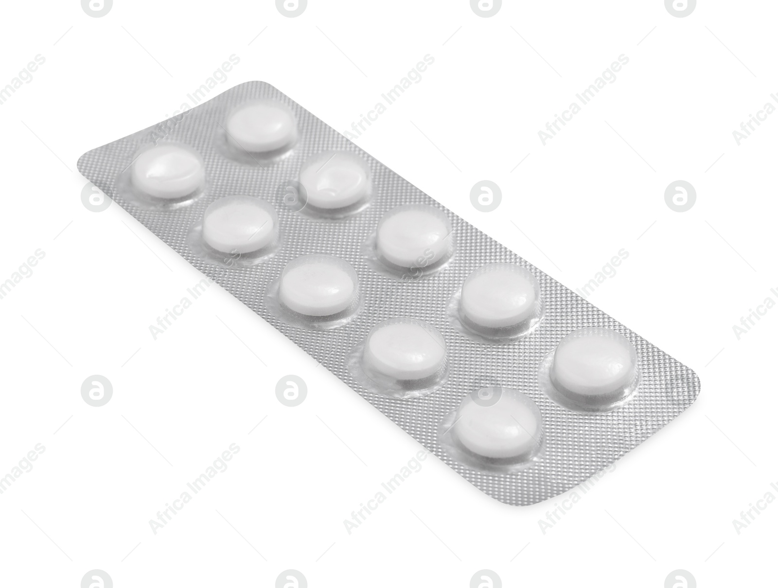 Photo of Antibiotic pills in blister isolated on white