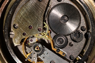 Photo of Mechanism of vintage wrist watch, top view