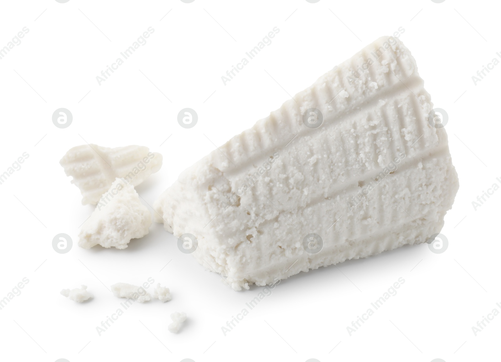 Photo of Tasty ricotta (cream cheese) isolated on white