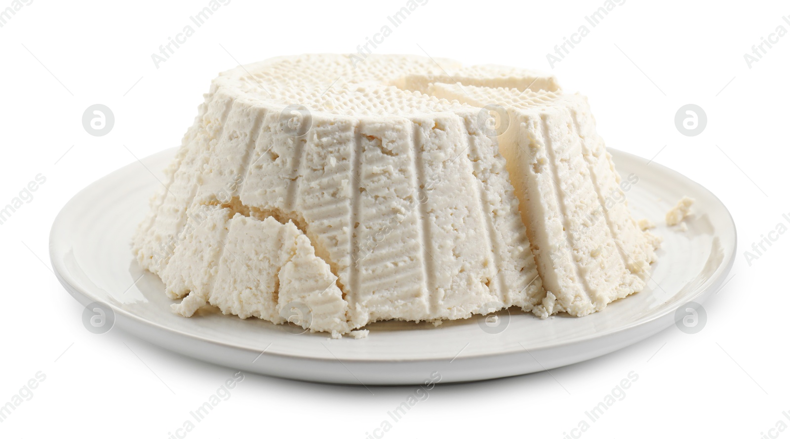 Photo of Tasty ricotta (cream cheese) isolated on white