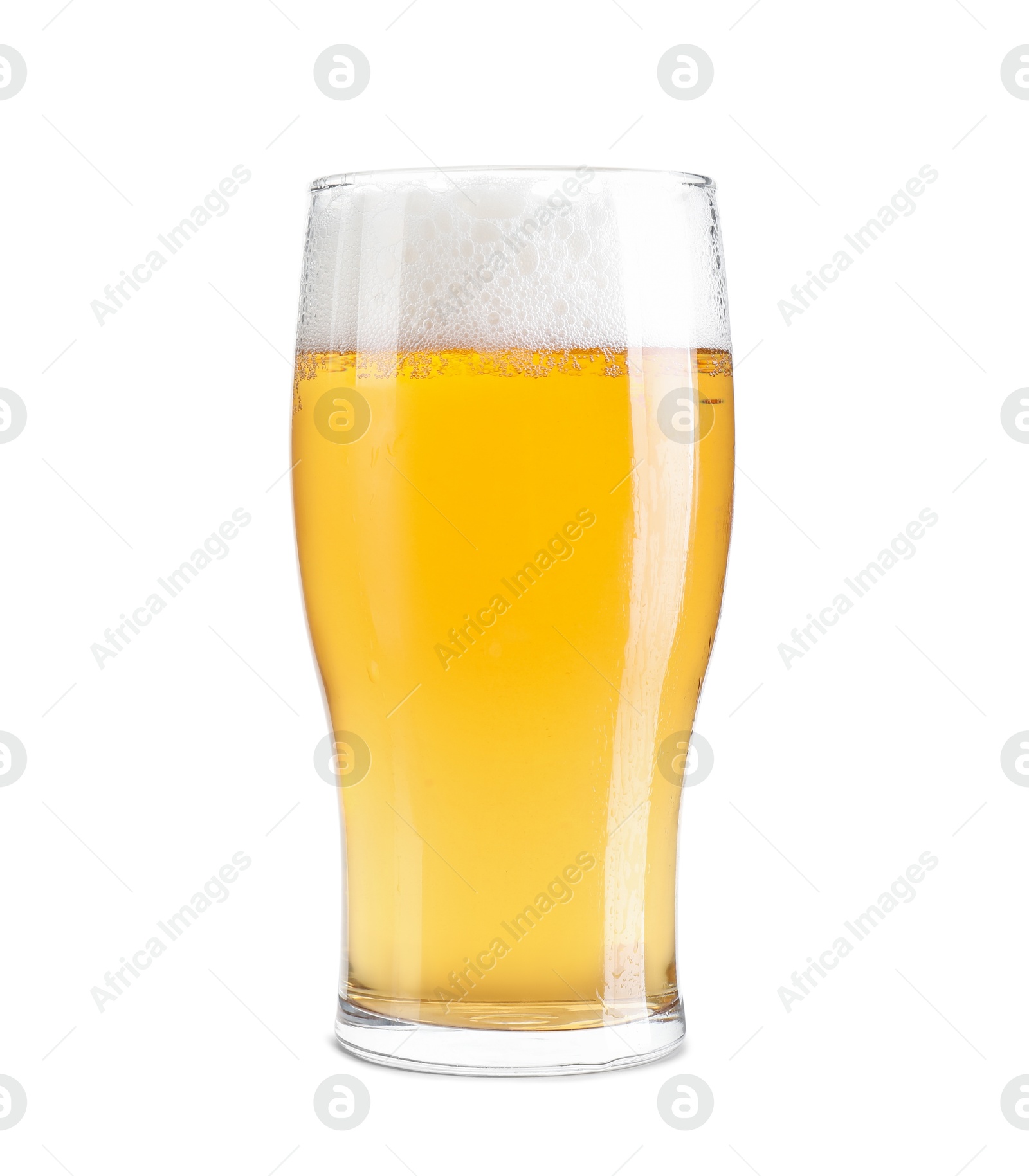 Photo of Glass of light beer isolated on white