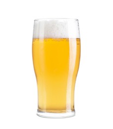 Photo of Glass of light beer isolated on white