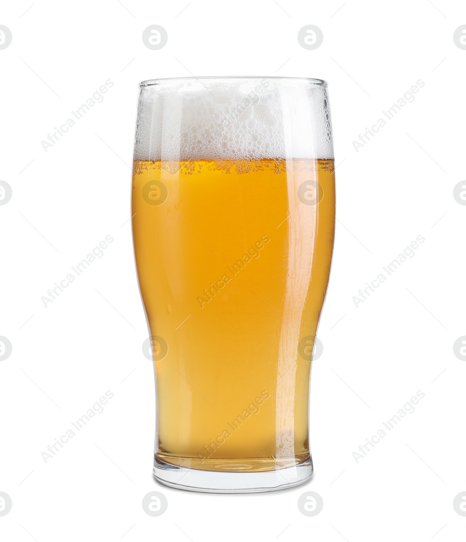 Photo of Glass of light beer isolated on white