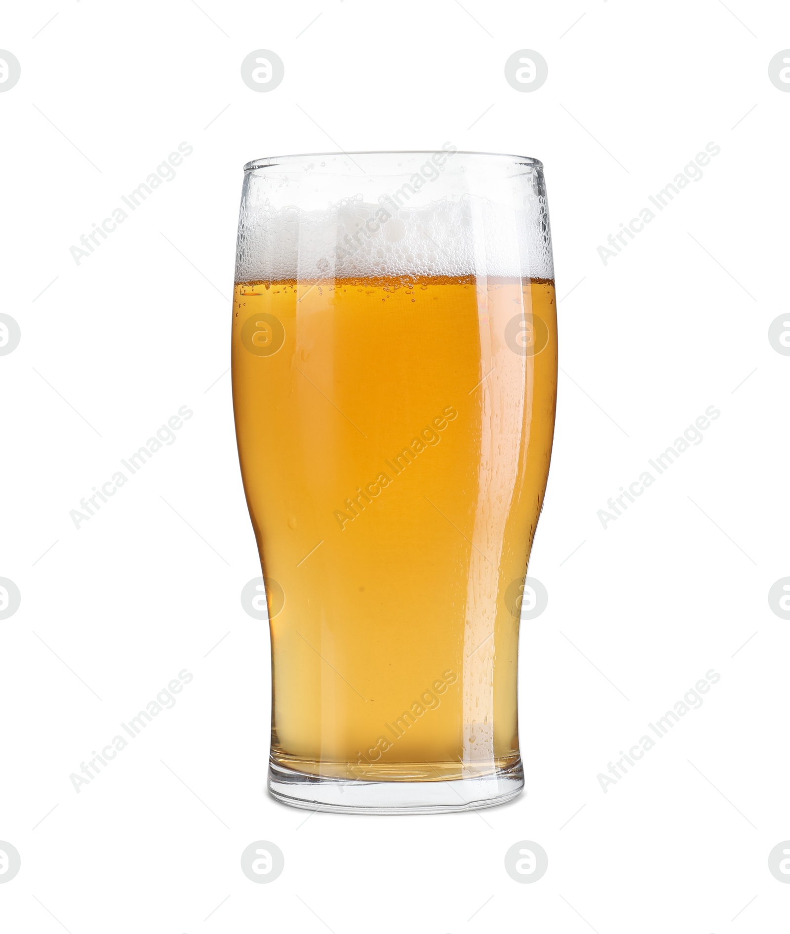 Photo of Glass of light beer isolated on white