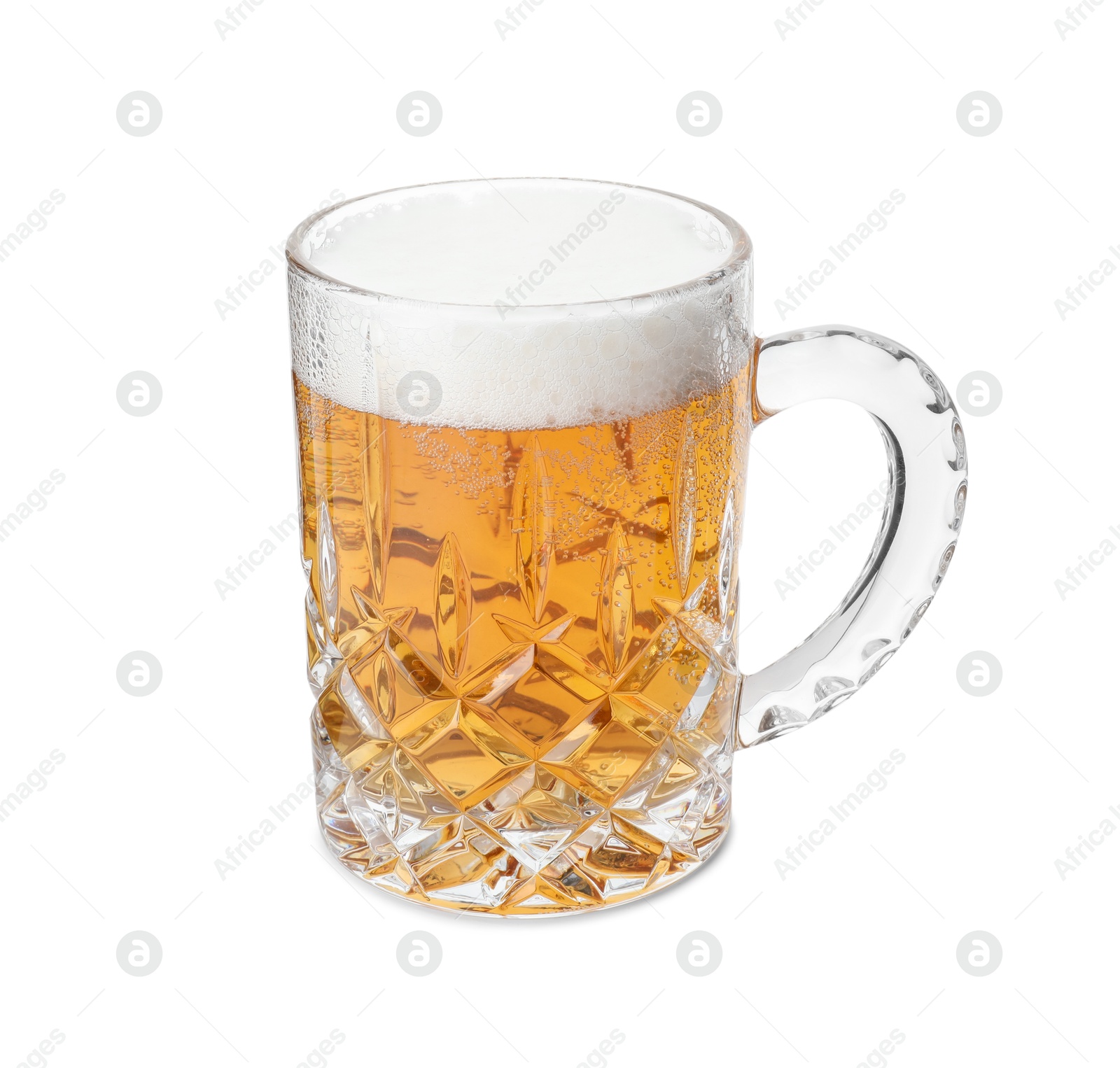 Photo of Glass mug of light beer isolated on white