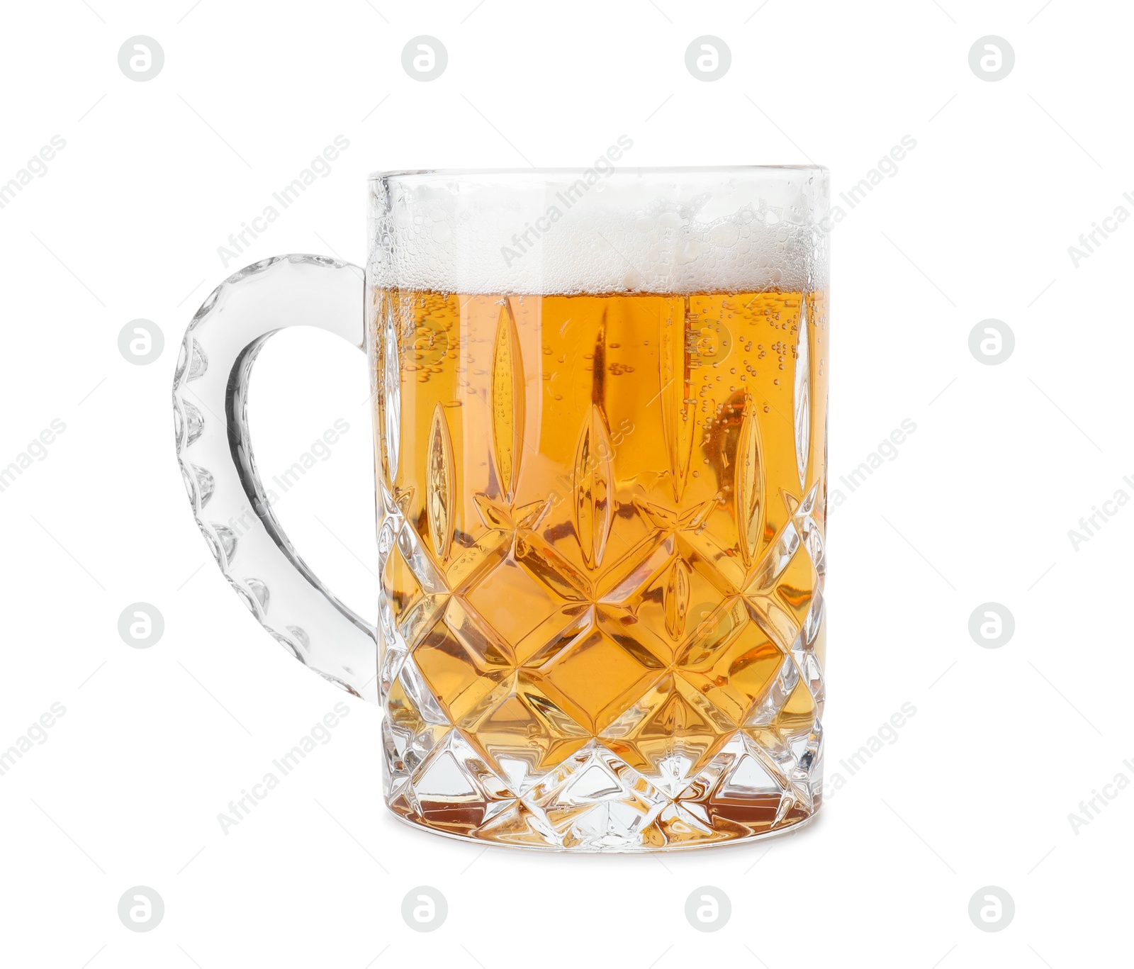 Photo of Glass mug of light beer isolated on white