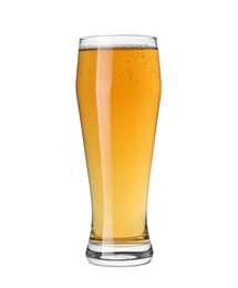 Photo of Glass of light beer isolated on white