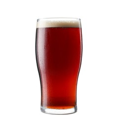 Glass of dark beer isolated on white