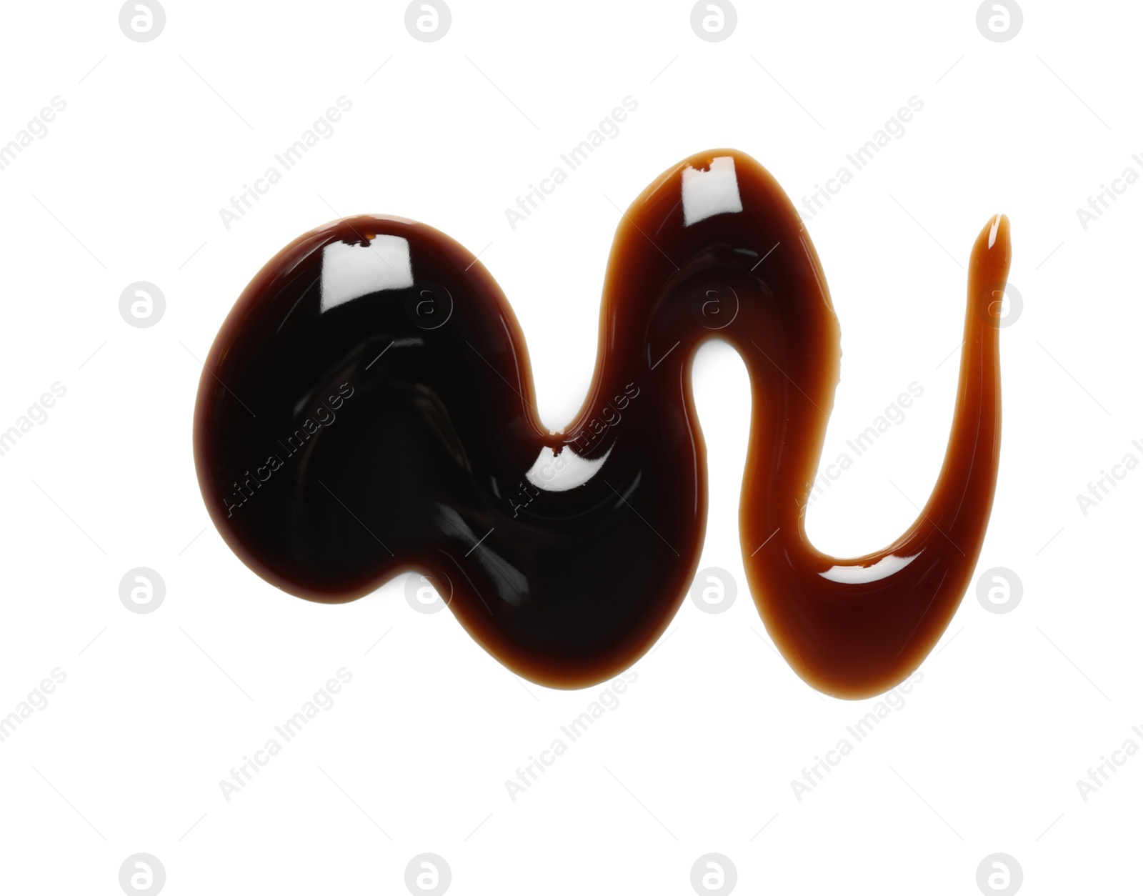 Photo of Sample of delicious balsamic vinegar isolated on white, top view