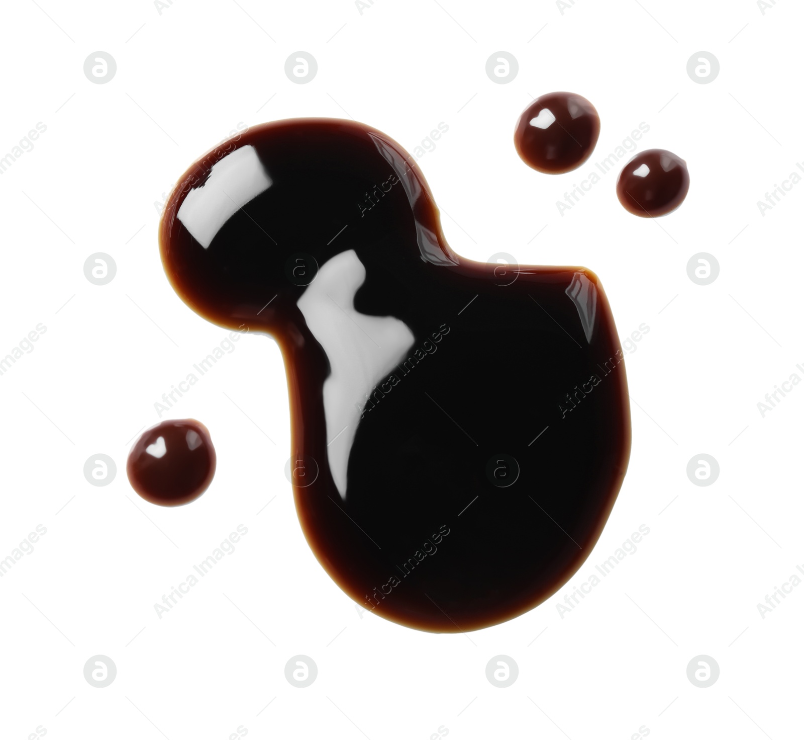 Photo of Sample of delicious balsamic vinegar isolated on white, top view