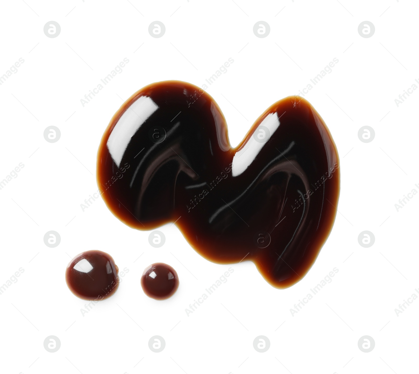 Photo of Sample of delicious balsamic vinegar isolated on white, top view