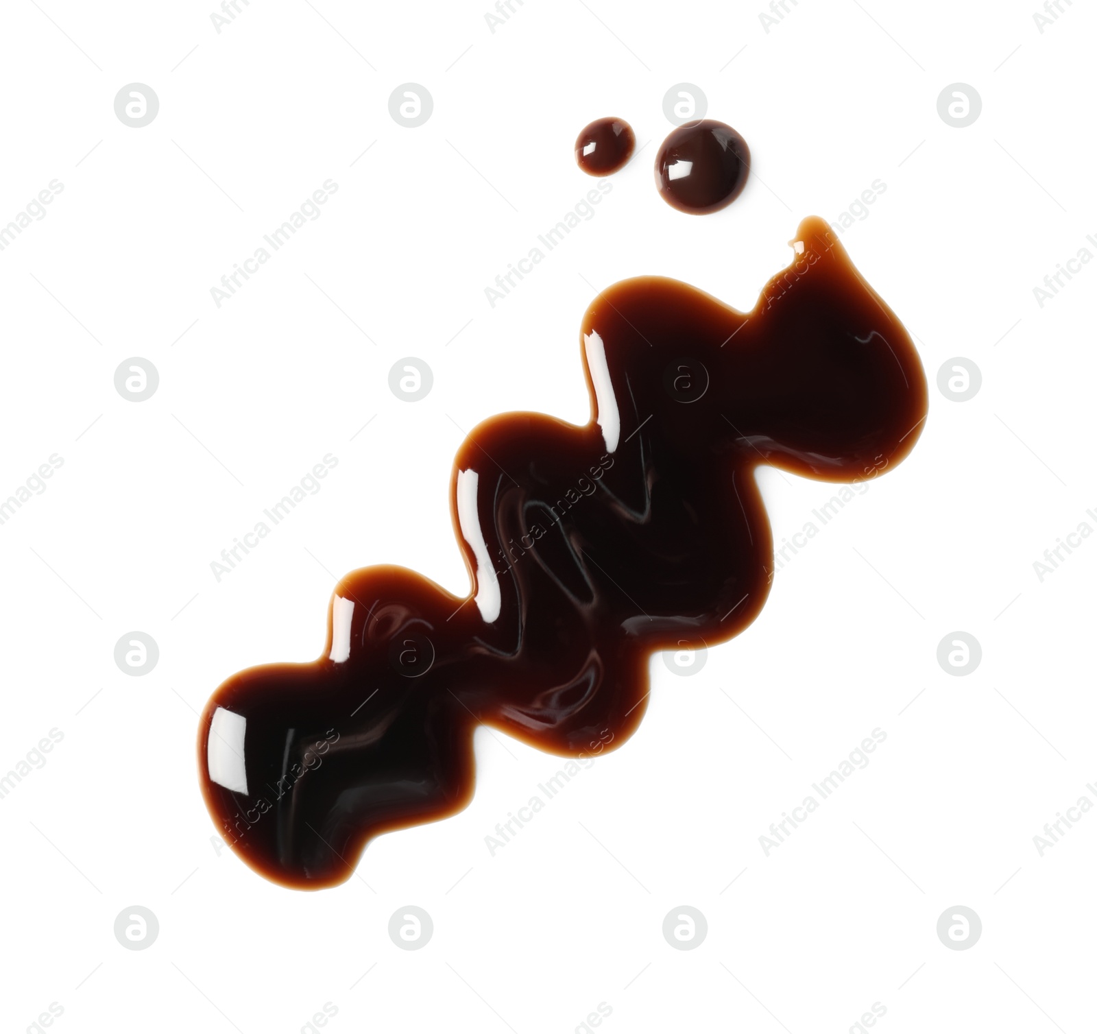 Photo of Sample of delicious balsamic vinegar isolated on white, top view