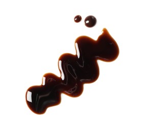 Photo of Sample of delicious balsamic vinegar isolated on white, top view