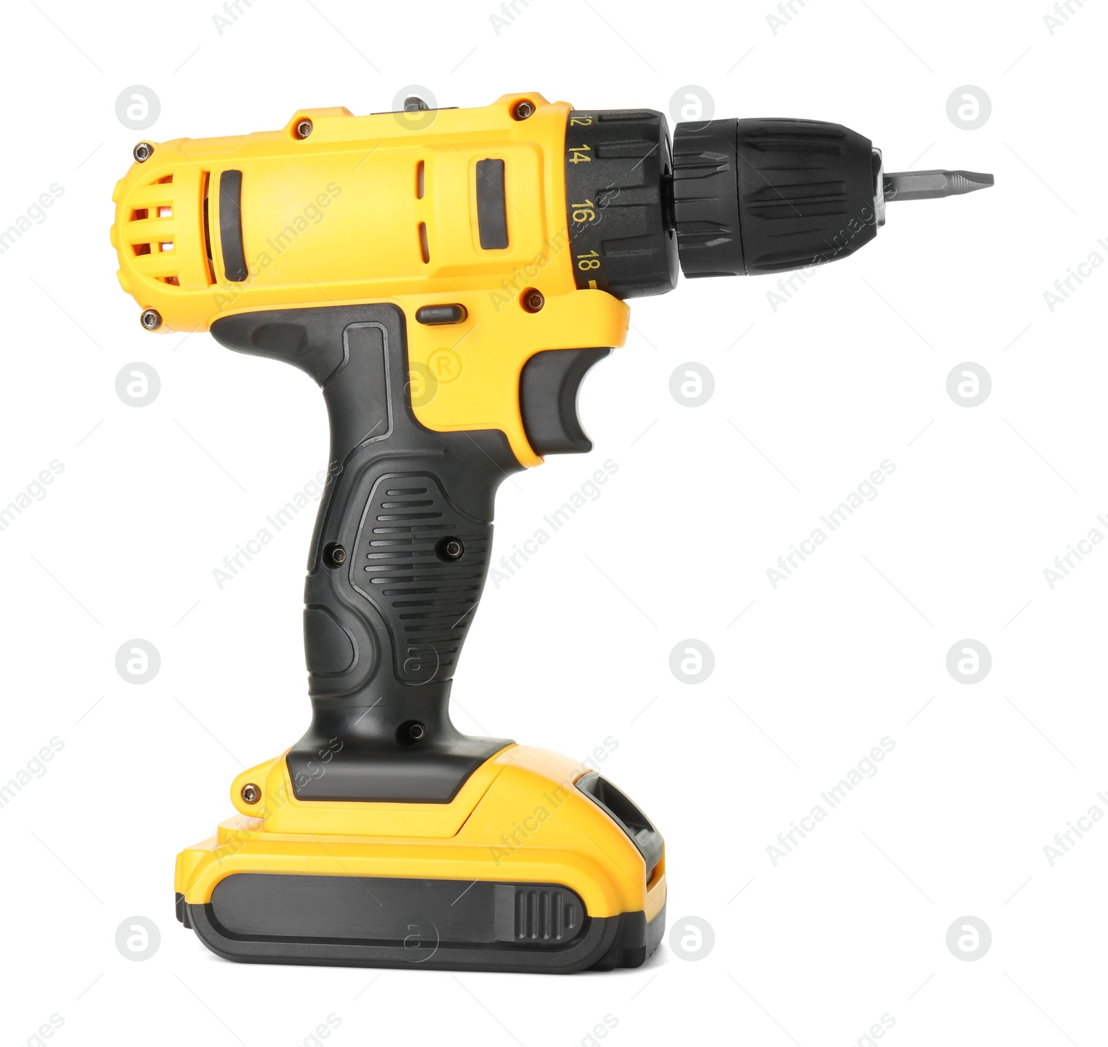 Photo of Modern cordless electric screwdriver isolated on white