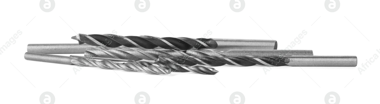 Photo of Many different drill bits isolated on white