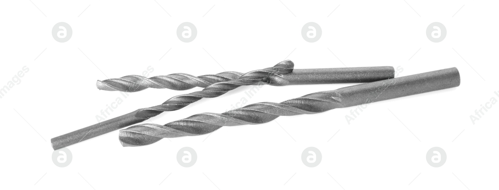 Photo of Many different drill bits isolated on white