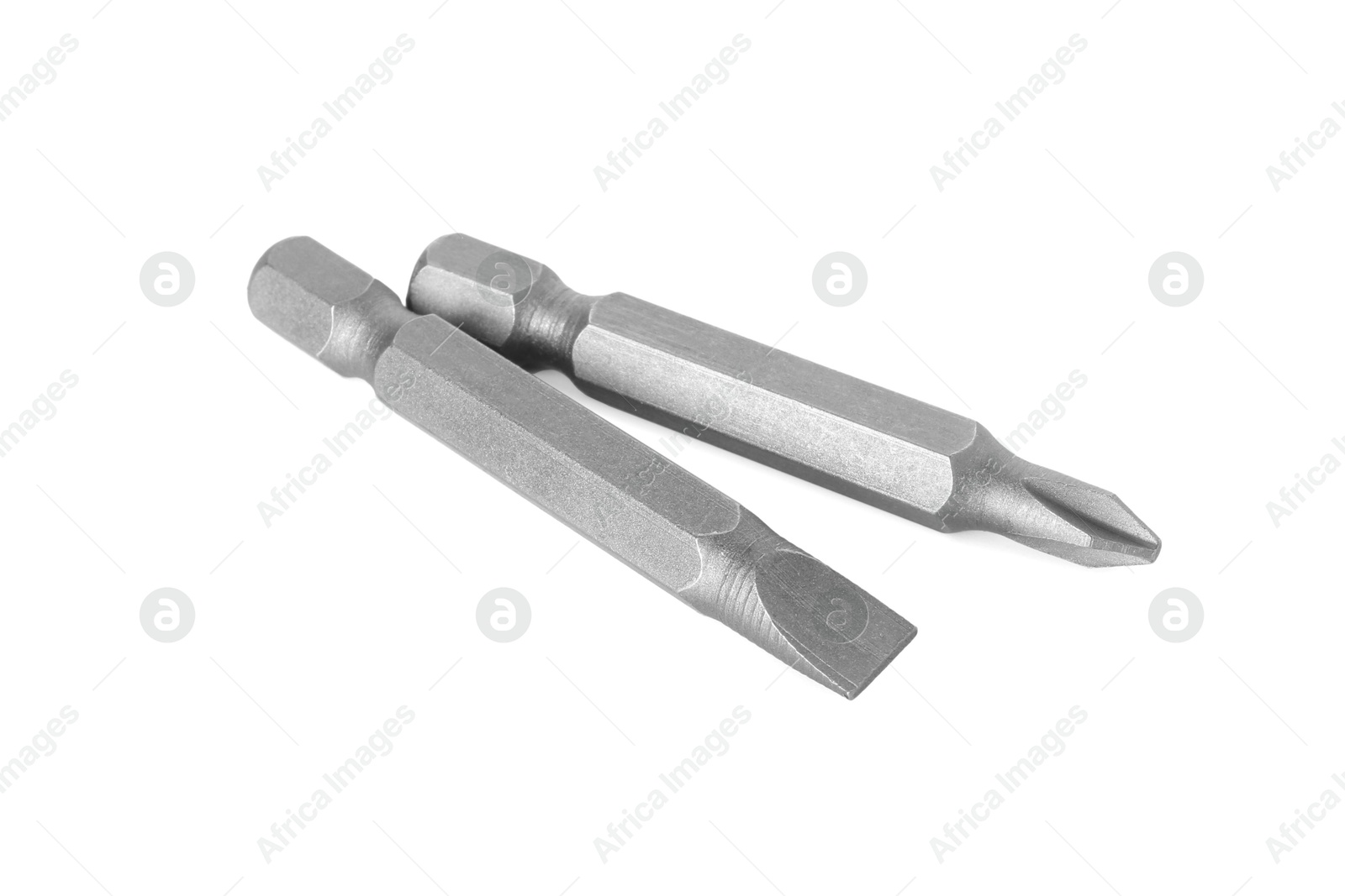 Photo of Two bits for screwdriver isolated on white