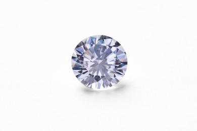 One beautiful shiny diamond on white background, closeup