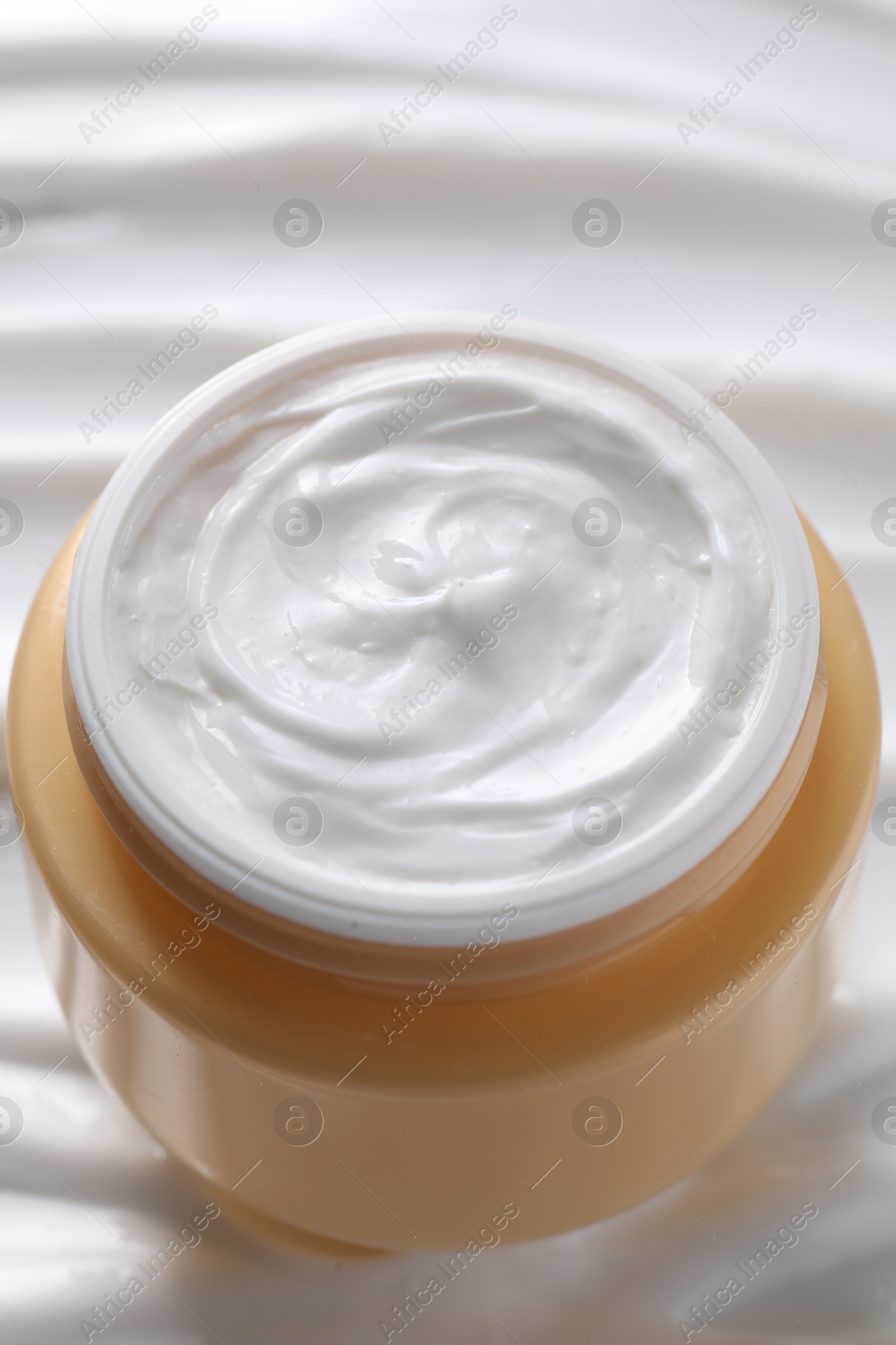 Photo of Jar with face cream, closeup. Cosmetic product