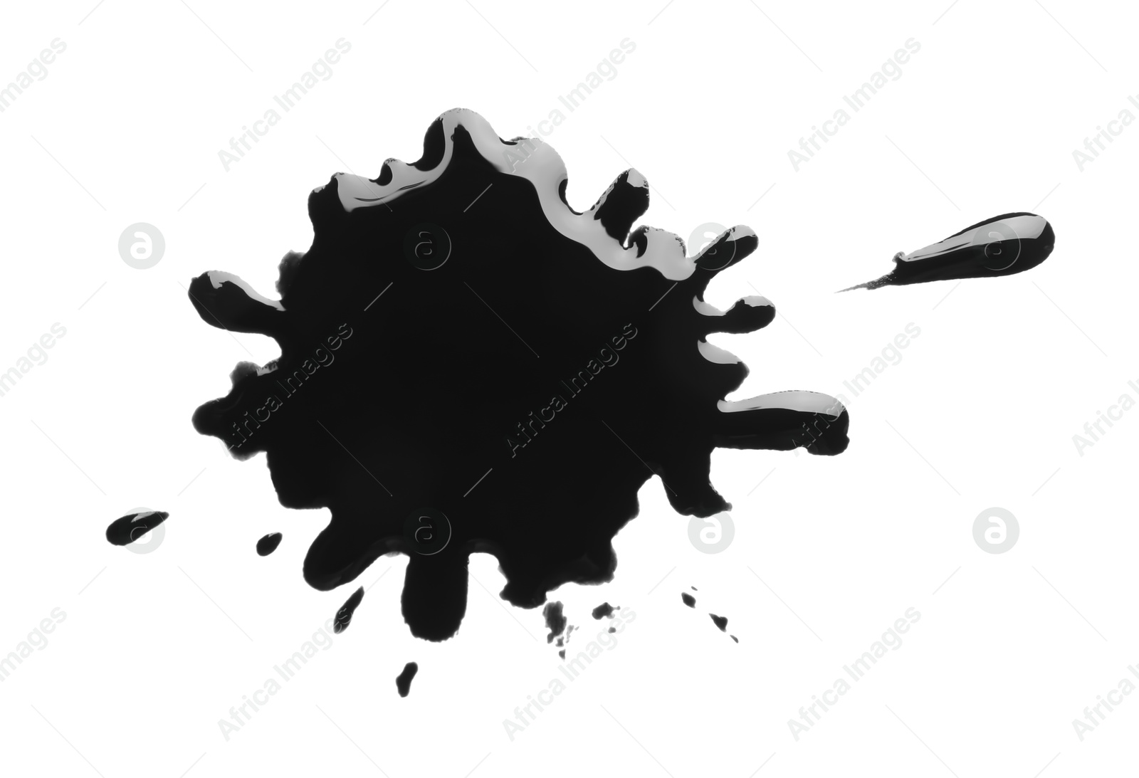 Photo of Blot of black printer ink isolated on white, top view