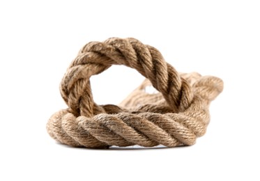 Hemp rope isolated on white. Organic material