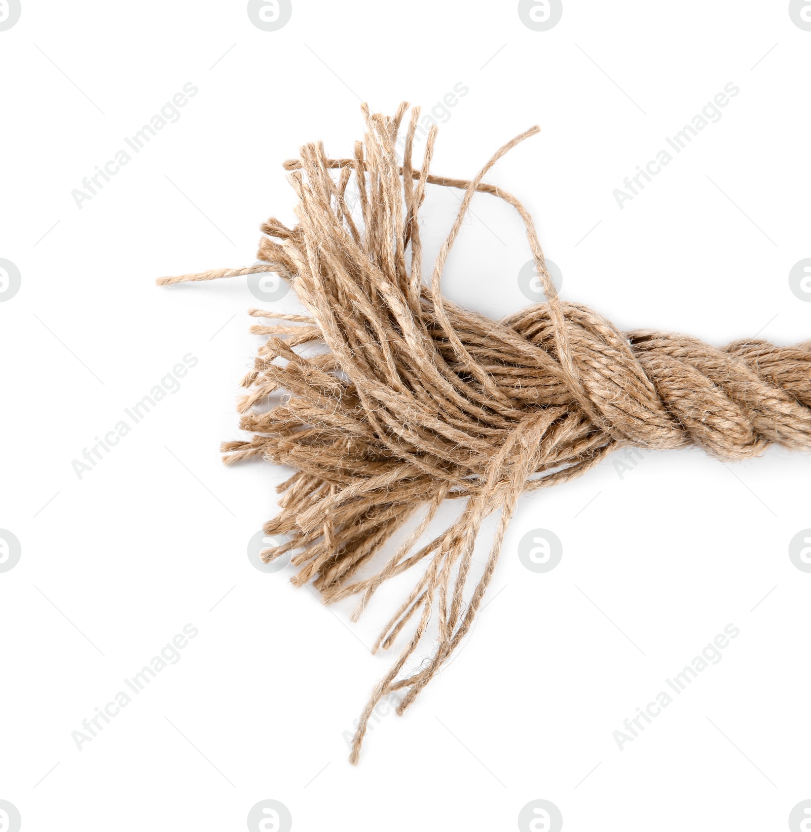 Photo of Hemp rope isolated on white, top view