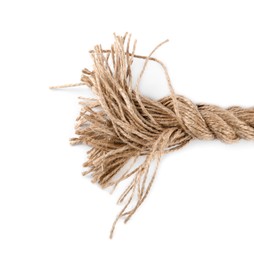 Hemp rope isolated on white, top view