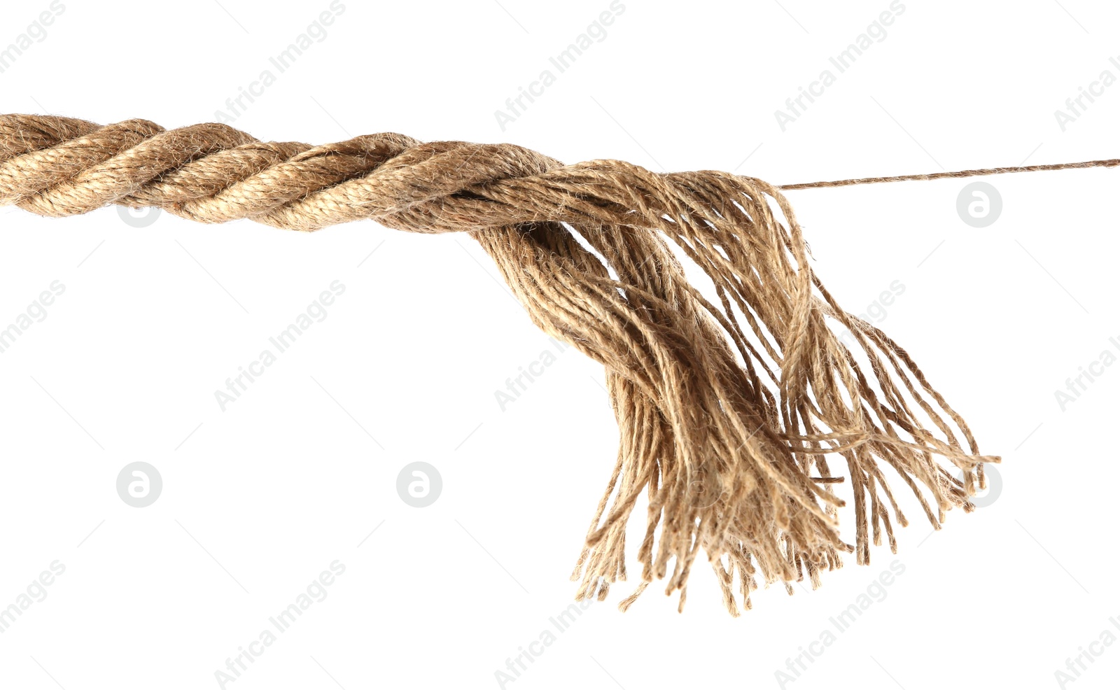 Photo of Hemp rope isolated on white. Organic material