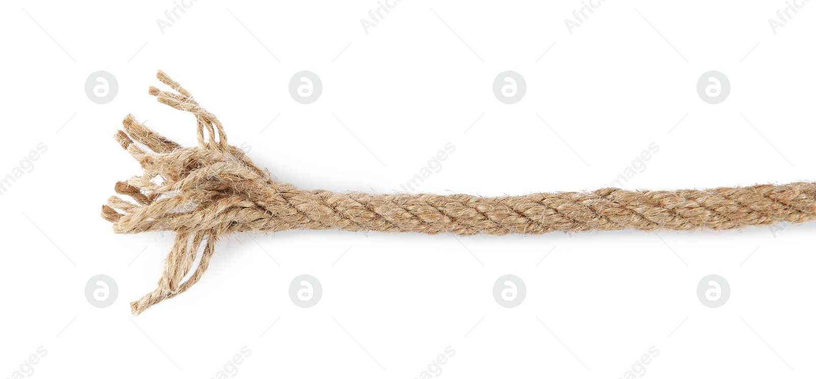 Photo of Hemp rope isolated on white, top view