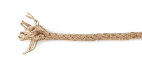 Hemp rope isolated on white, top view