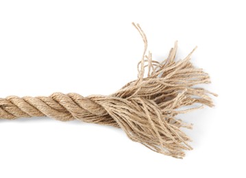 Hemp rope isolated on white, top view