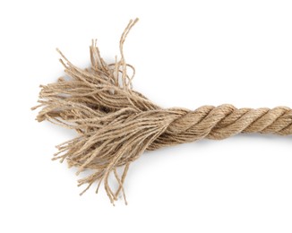 Hemp rope isolated on white, top view