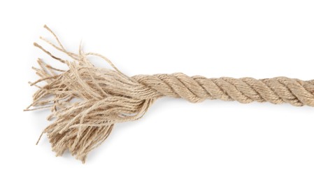 Hemp rope isolated on white, top view