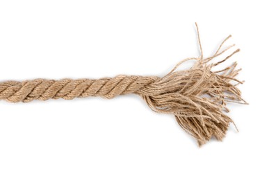 Hemp rope isolated on white, top view