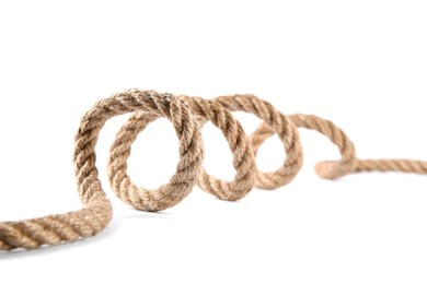 Hemp rope isolated on white. Organic material