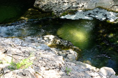 Photo of View of beautiful river in rocky mountains