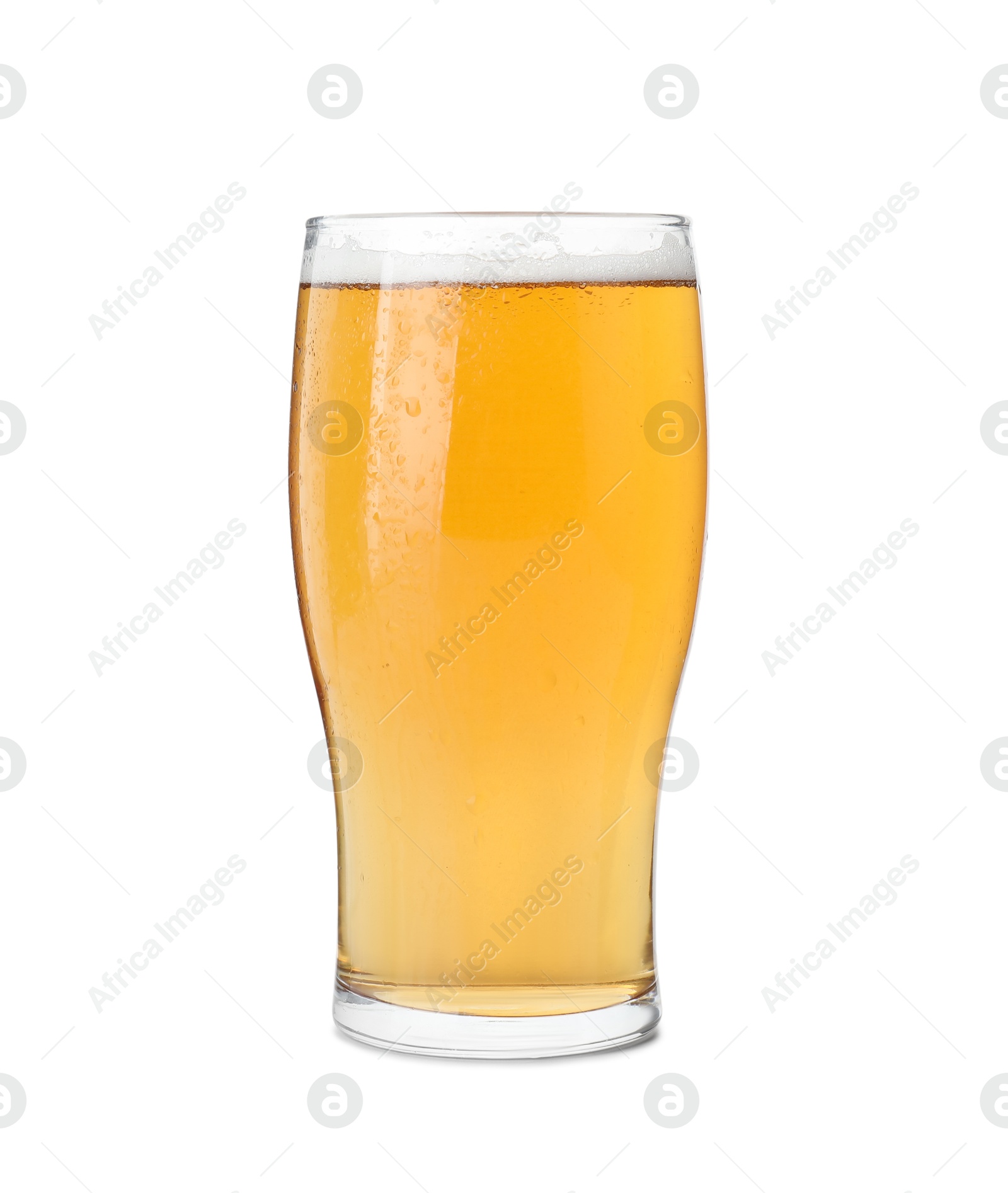 Photo of Glass of light beer isolated on white