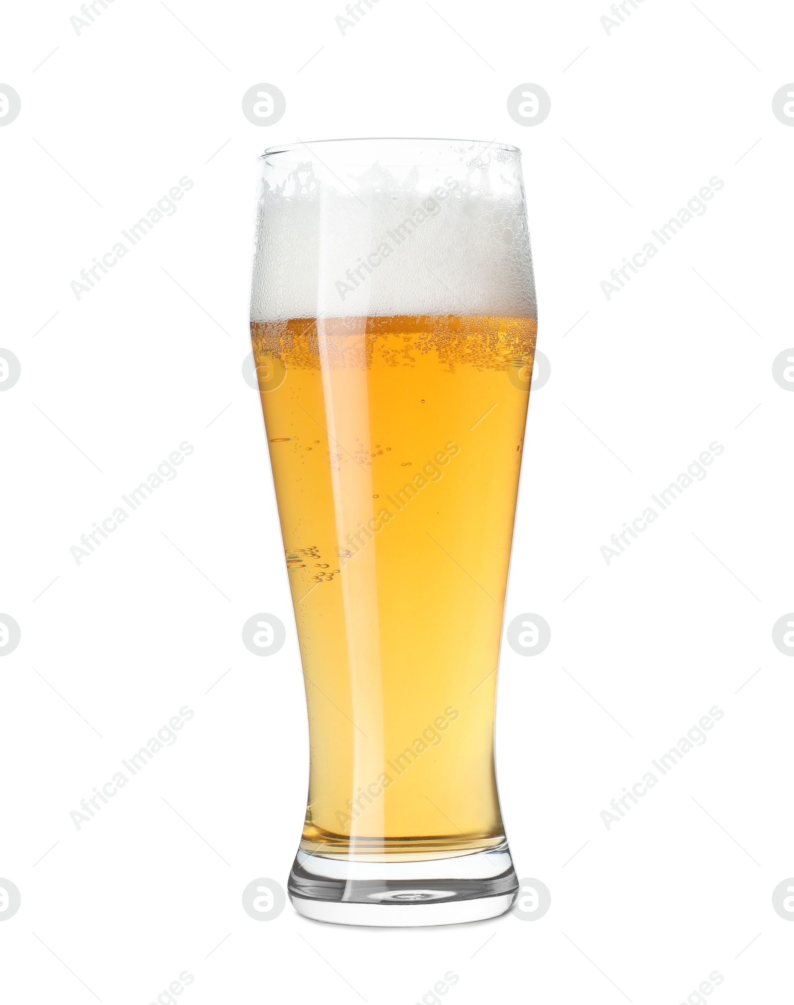 Photo of Glass of light beer isolated on white