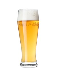 Photo of Glass of light beer isolated on white