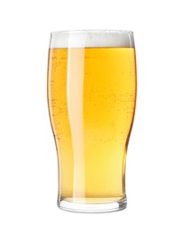 Photo of Glass of light beer isolated on white